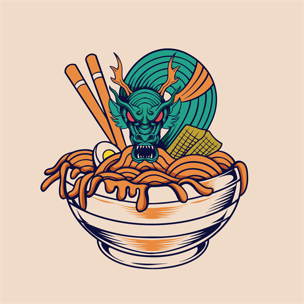 Japanese Folk-Inspired Vector – Ramen-Themed Background for Visual Branding