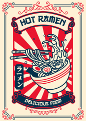 Japanese Traditional Style Background – Hot Ramen Element Decorative Wallpaper Poster