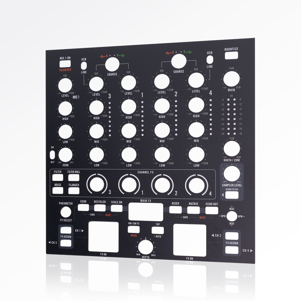 Custom polycarbonate Overlays for Audio Equipment