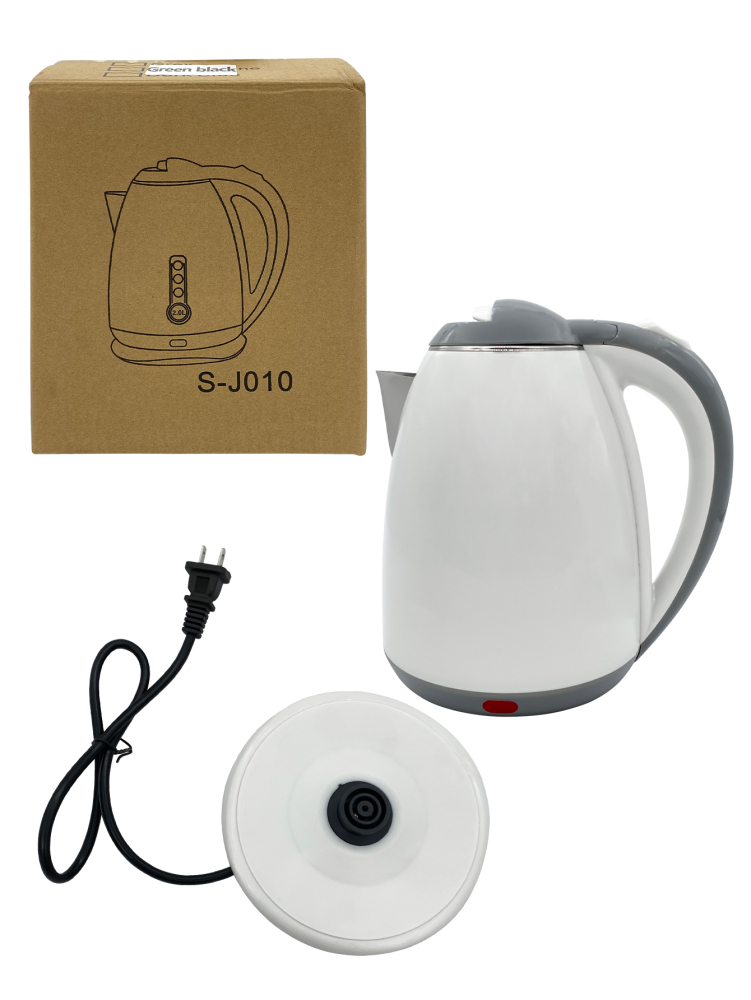 Hervidor de Agua Eléctrico, Hervidor de Agua Eléctrico Doble Pared de Acero Inoxidable Capacidad de 2L de 1000W,Material PP y Acero Inoxidable Corte Automático