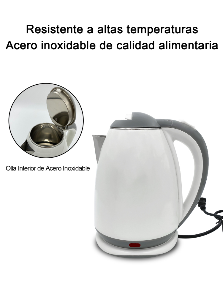 Hervidor de Agua Eléctrico, Hervidor de Agua Eléctrico Doble Pared de Acero Inoxidable Capacidad de 2L de 1000W,Material PP y Acero Inoxidable Corte Automático