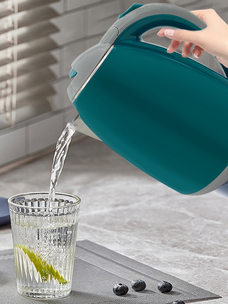 Hervidor de Agua Eléctrico, Hervidor de Agua Eléctrico Doble Pared de Acero Inoxidable Capacidad de 2L de 1000W,Material PP y Acero Inoxidable Corte Automático