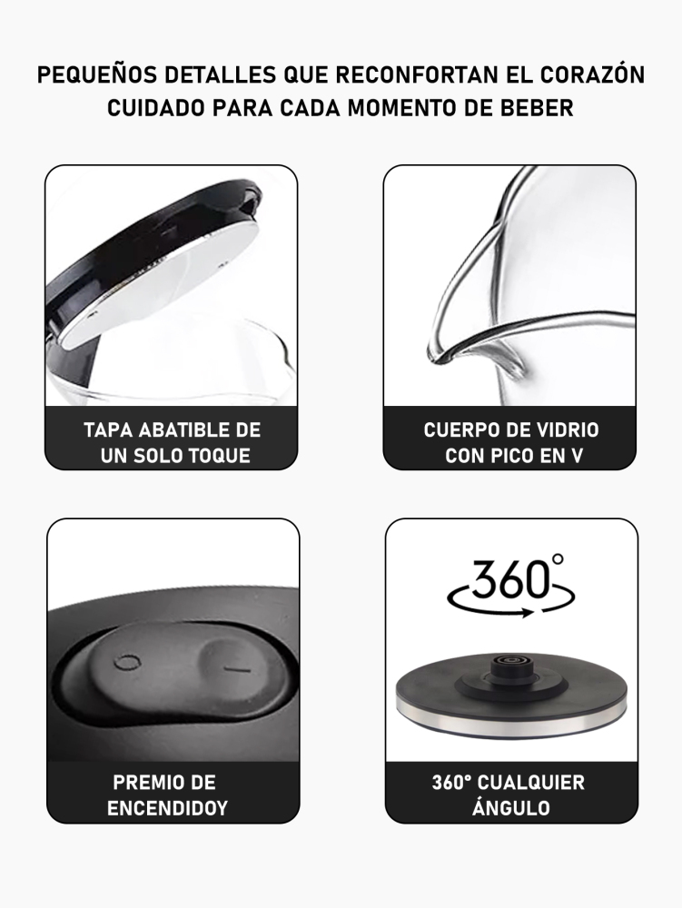 Hervidor eléctrico de vidrio,Tetera Eléctrica Transparente Hervidor Eléctrico Té 2.0L/1000W Material de vidrio ecológico,360° Base Removible para Hogar, Cocina, Oficina, Sala de Reuniones