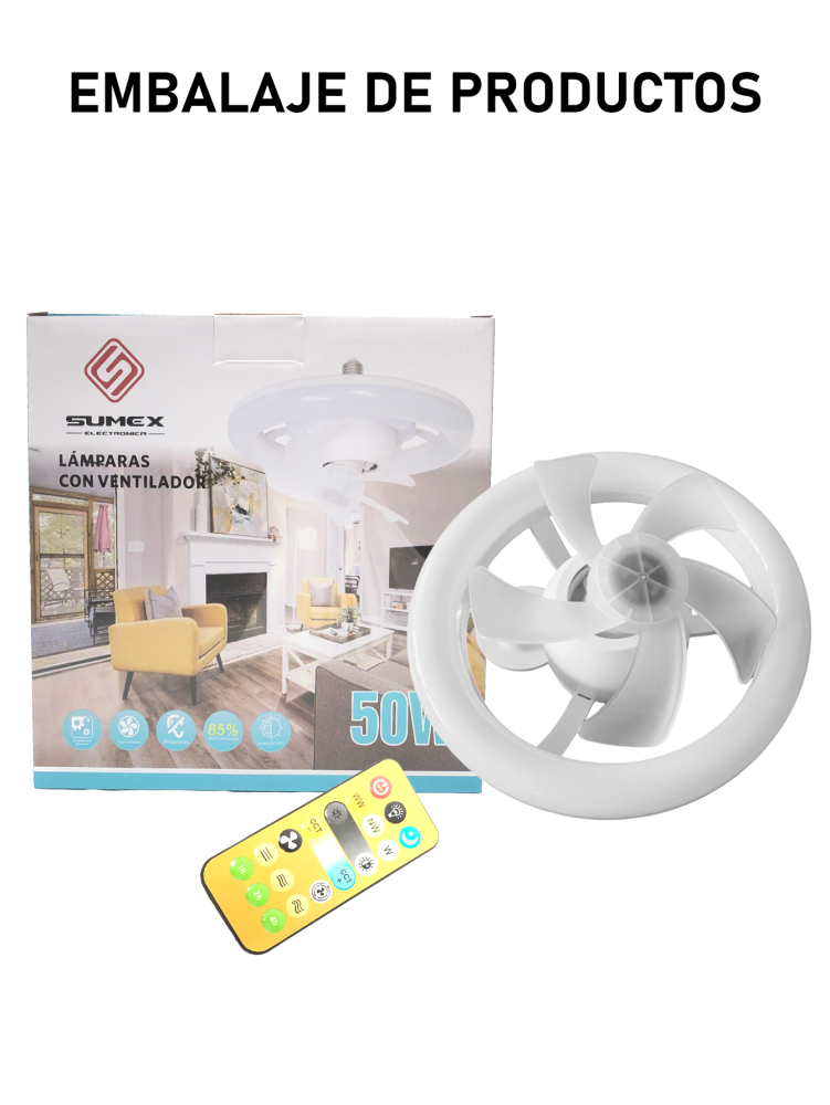 Ventilador De Techo E27 Lámpara Silenciosa Con Control Remoto 50W Ventiladores Luces 110V