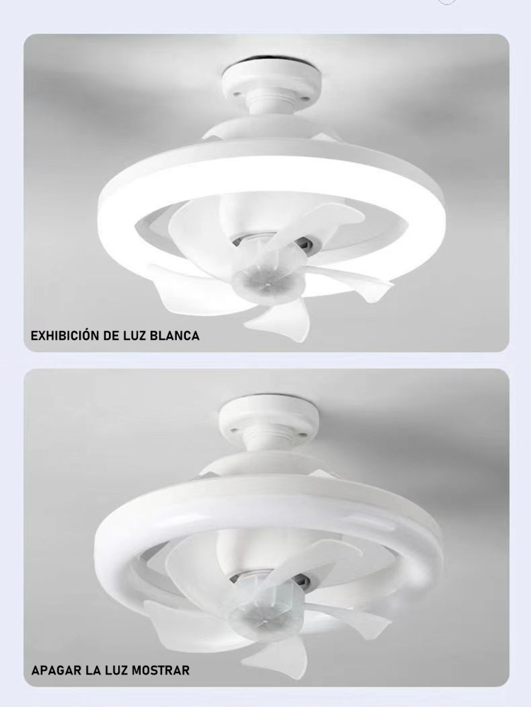 Ventilador De Techo E27 Lámpara Silenciosa Con Control Remoto 50W Ventiladores Luces 110V