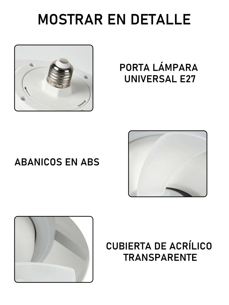 Ventilador De Techo E27 Lámpara Silenciosa Con Control Remoto 50W Ventiladores Luces 110V