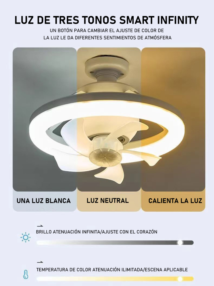 Ventilador De Techo E27 Lámpara Silenciosa Con Control Remoto 50W Ventiladores Luces 110V