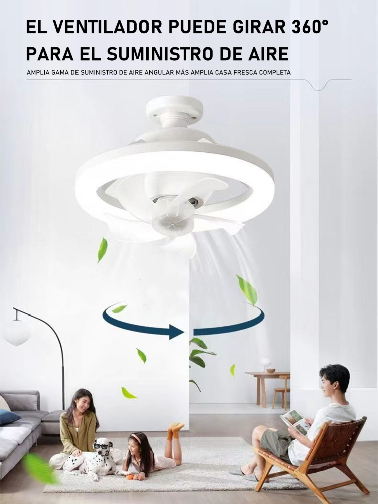 Ventilador De Techo E27 Lámpara Silenciosa Con Control Remoto 50W Ventiladores Luces 110V