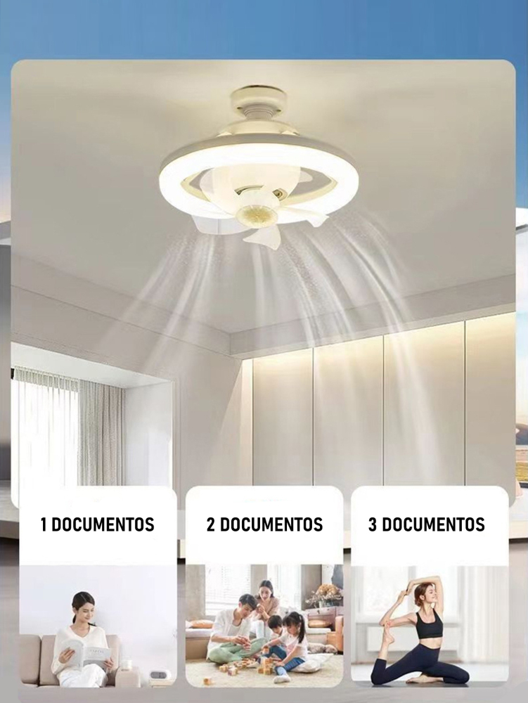 Ventilador De Techo E27 Lámpara Silenciosa Con Control Remoto 50W Ventiladores Luces 110V