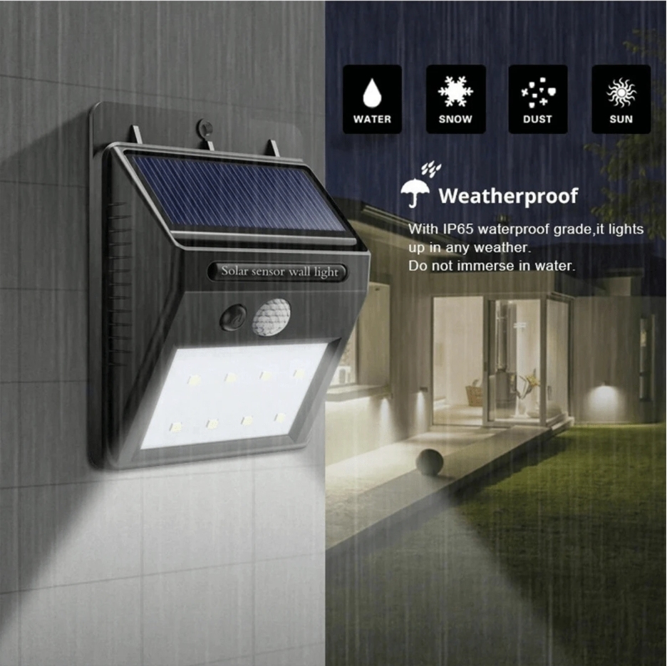 Pieza Lampara Led Solar Con un ángulo de iluminación de hasta 270°. Reflector Exterior Jardin Sensor Luz con 30 leds