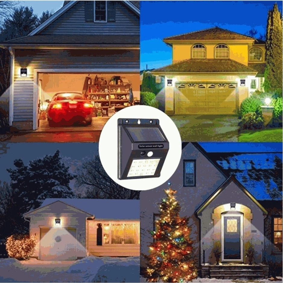 Pieza Lampara Led Solar Con un ángulo de iluminación de hasta 270°. Reflector Exterior Jardin Sensor Luz con 30 leds