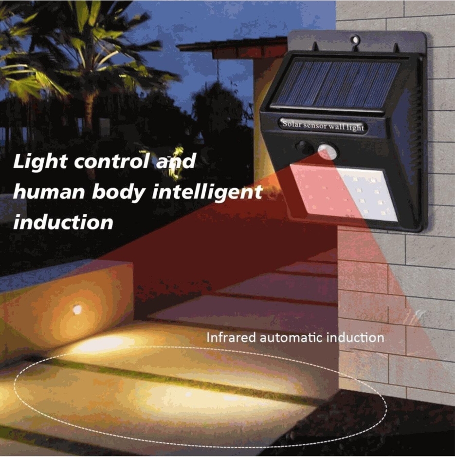 Pieza Lampara Led Solar Con un ángulo de iluminación de hasta 270°. Reflector Exterior Jardin Sensor Luz con 30 leds