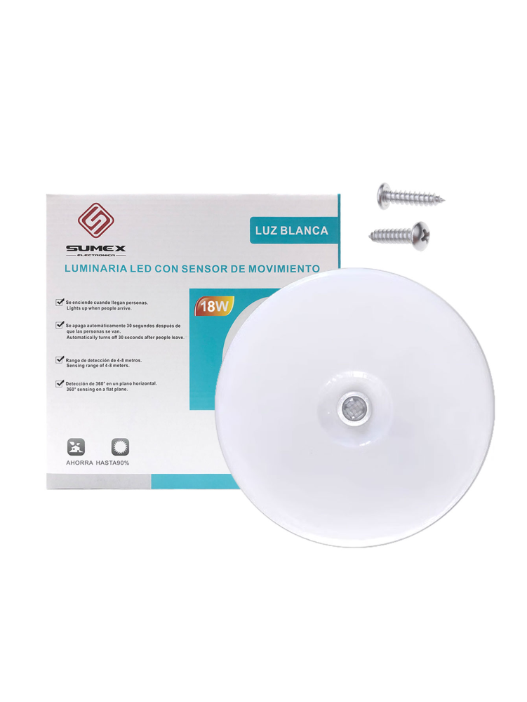 Lámpara de techo con sensor, LED brillante de color blanco frío activada por movimiento para uso doméstico, almacén, lavandería, despensa, cocina, pasillo, balcón, ático, garaje. Elija el tamaño adecuado según sus necesidades.