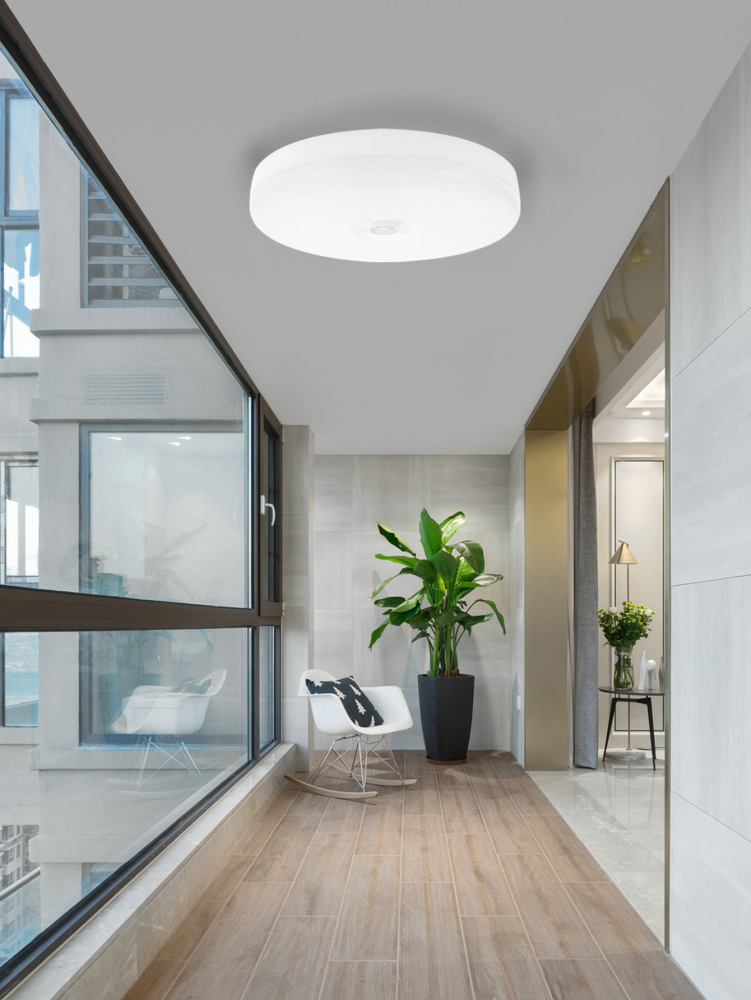 Lámpara de techo con sensor, LED brillante de color blanco frío activada por movimiento para uso doméstico, almacén, lavandería, despensa, cocina, pasillo, balcón, ático, garaje. Elija el tamaño adecuado según sus necesidades.