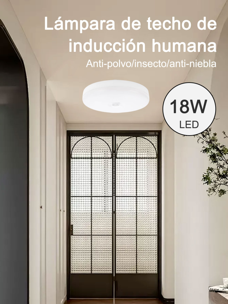 Lámpara de techo con sensor, LED brillante de color blanco frío activada por movimiento para uso doméstico, almacén, lavandería, despensa, cocina, pasillo, balcón, ático, garaje. Elija el tamaño adecuado según sus necesidades.