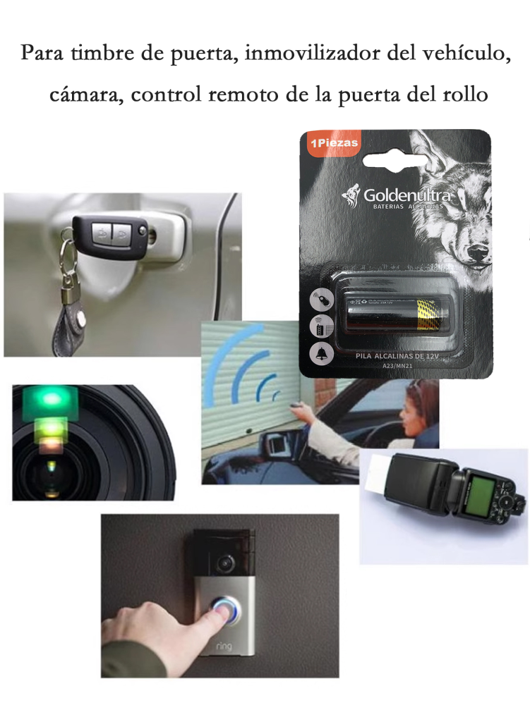 Goldenultra Baterías/Pilas Alcalinas 23A (23 A) 12 V, Paquete de 30 Pilas alcalinas, Ideales para Timbres, Llaveros, Cámaras, Alarmas
