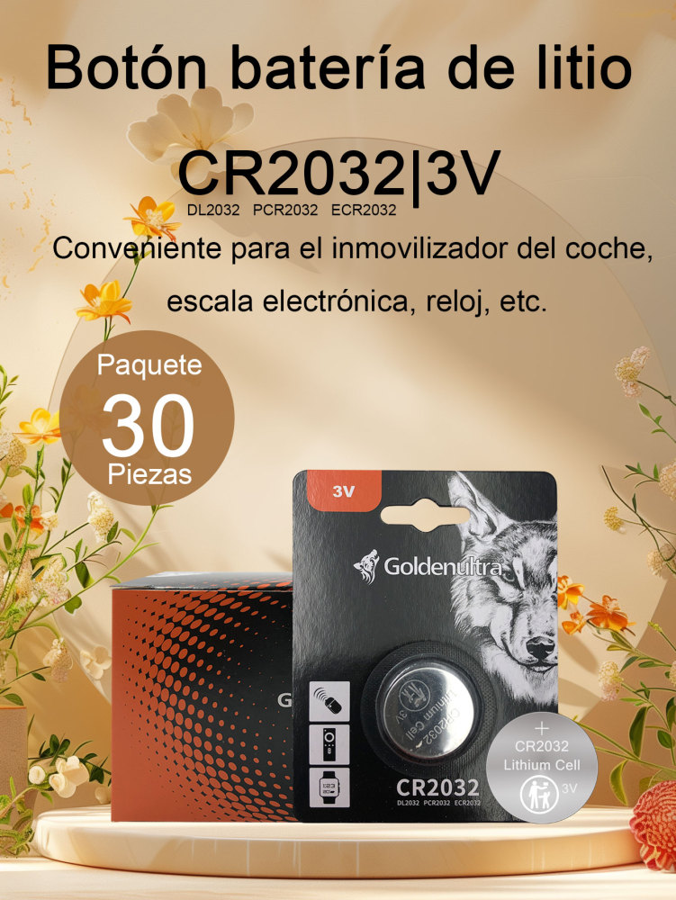 Goldenultra Pila para Cámaras Fotográficas, PilaLec, MXAEL-010, 30 Pzs, 3V, CR2032, Litio