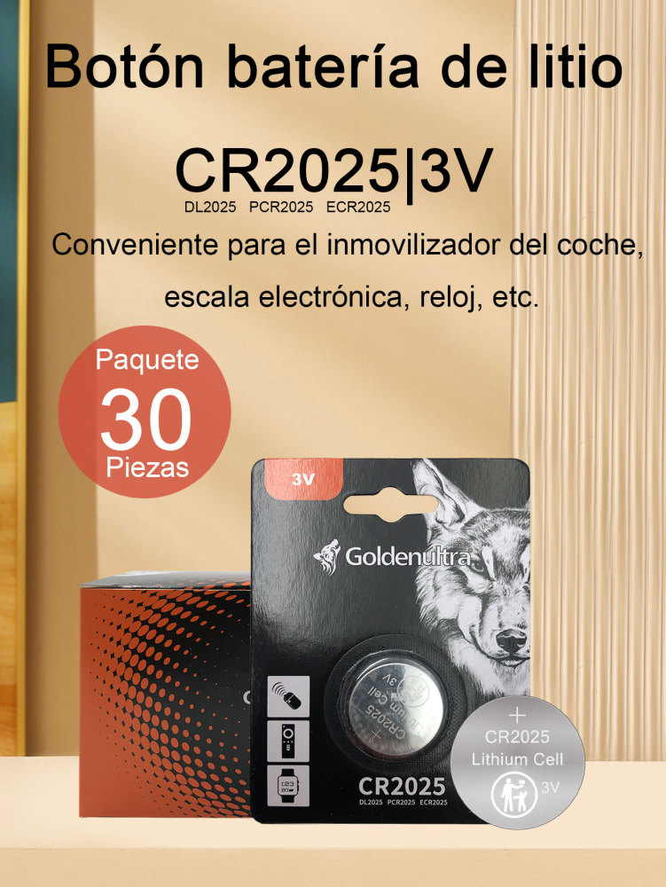 Goldenultra Pila para Cámaras Fotográficas, PilaLec, MXAEL-010, 30 Pzs, 3V, CR2025, Litio