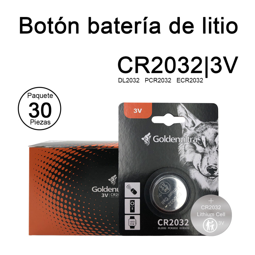 Goldenultra Pila para Cámaras Fotográficas, PilaLec, MXAEL-010, 30 Pzs, 3V, CR2032, Litio