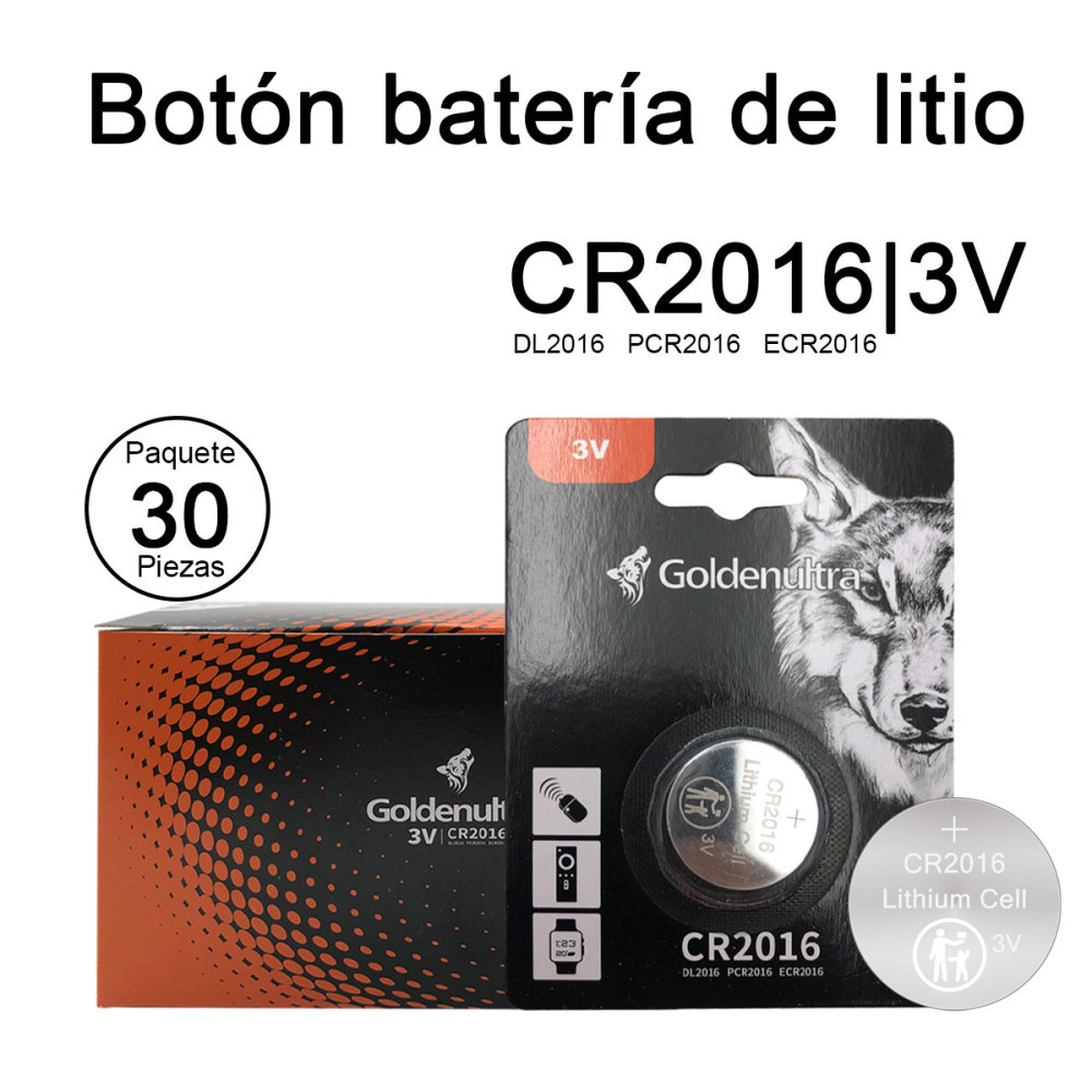 Goldenultra Pila para Cámaras Fotográficas, PilaLec, MXAEL-010, 30 Pzs, 3V, CR2016, Litio