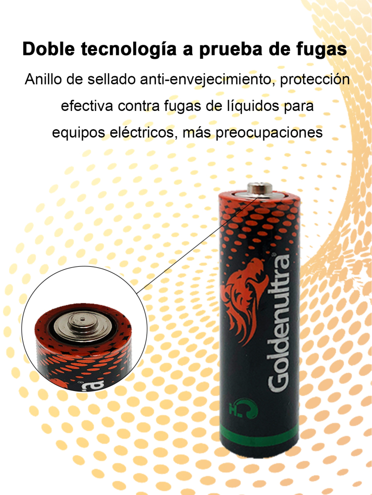 Goldenultra Batería/Pila AA, Carbon, 1.5V, Paquete 24 piezas, Para Aparatos, Controles, Lámparas, Juguetes, Alto rendimiento