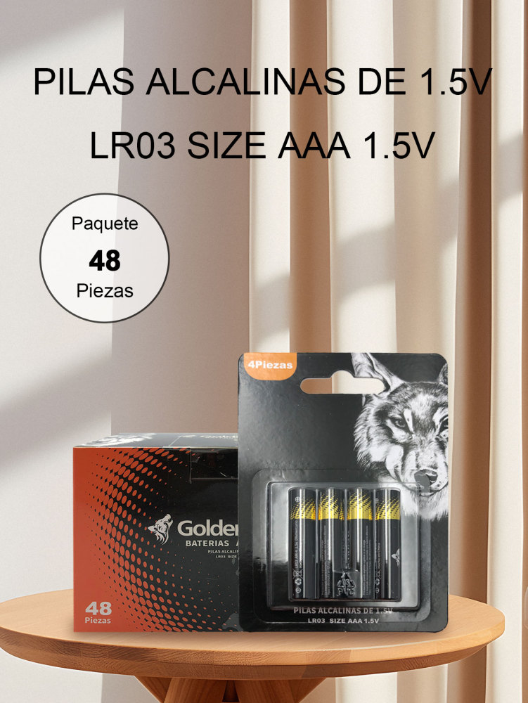 Goldenultra Batería/Pila AAA, Alcalina, 1.5V, Paquete 48 piezas, Para Aparatos, Controles, Lámparas, Juguetes, Alto rendimiento