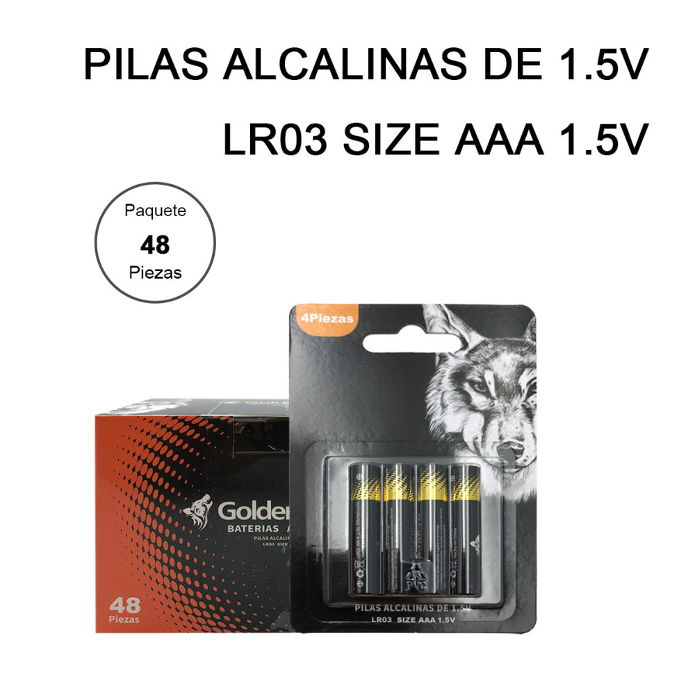 Goldenultra Batería/Pila AAA, Alcalina, 1.5V, Paquete 48 piezas, Para Aparatos, Controles, Lámparas, Juguetes, Alto rendimiento
