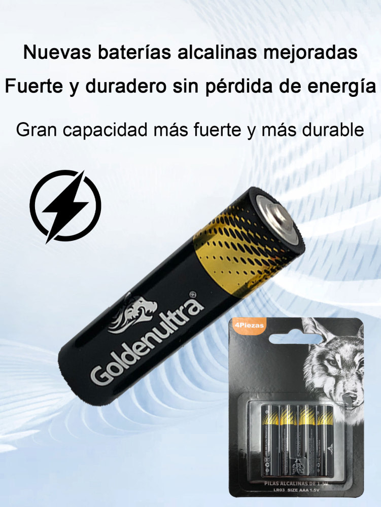Goldenultra Batería/Pila AAA, Alcalina, 1.5V, Paquete 48 piezas, Para Aparatos, Controles, Lámparas, Juguetes, Alto rendimiento