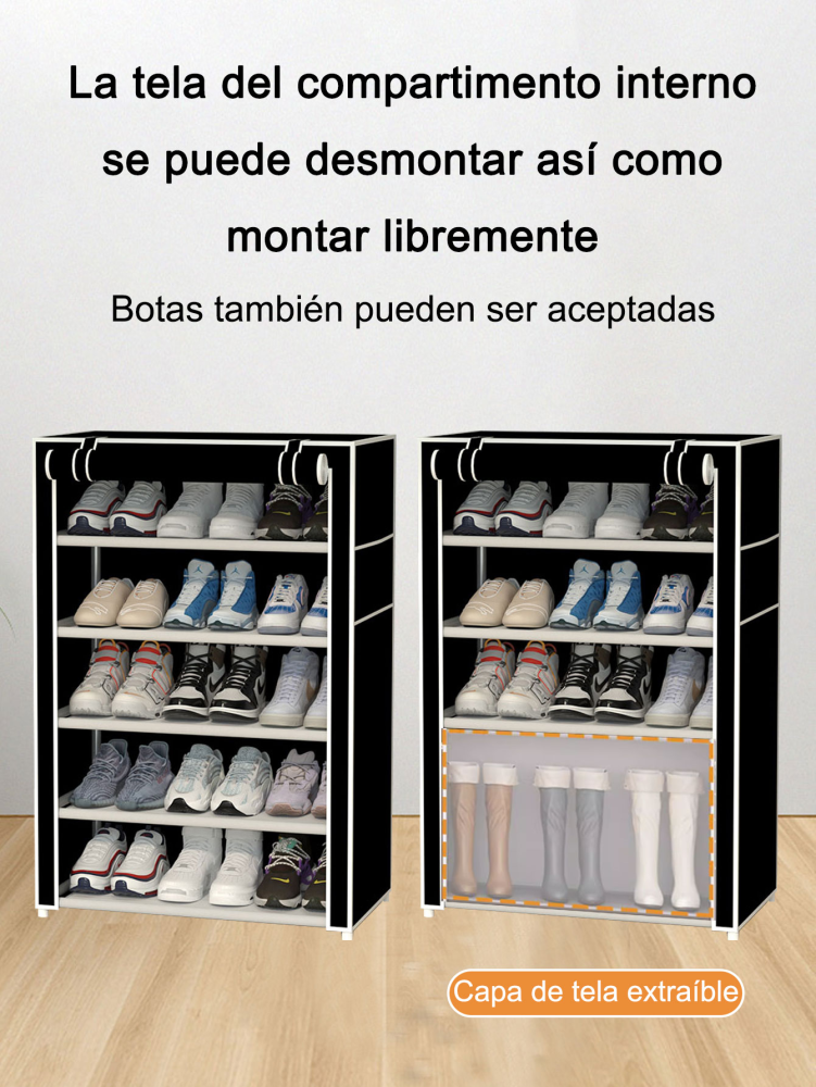 Zapatero de 5 niveles negro