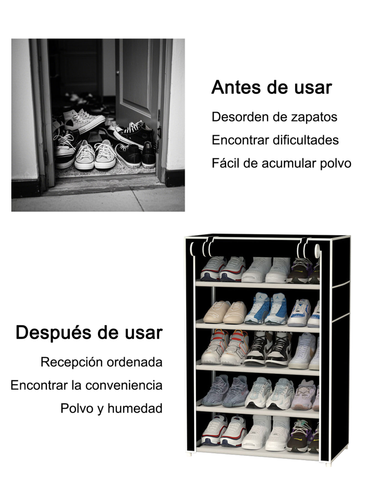 Zapatero de 5 niveles negro