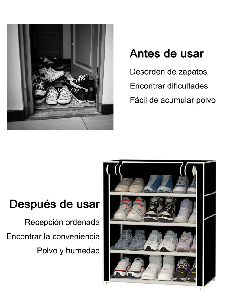 Zapatero de 4 niveles negro