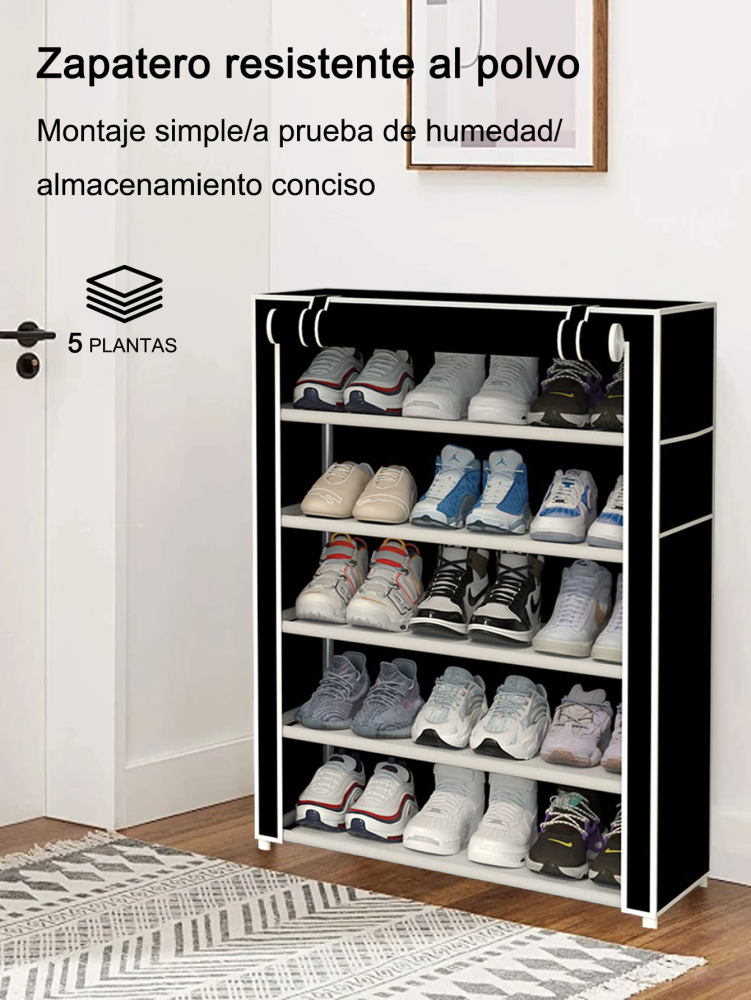 Zapatero de 5 niveles negro
