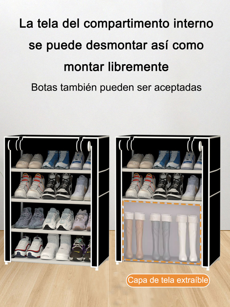 Zapatero de 4 niveles negro