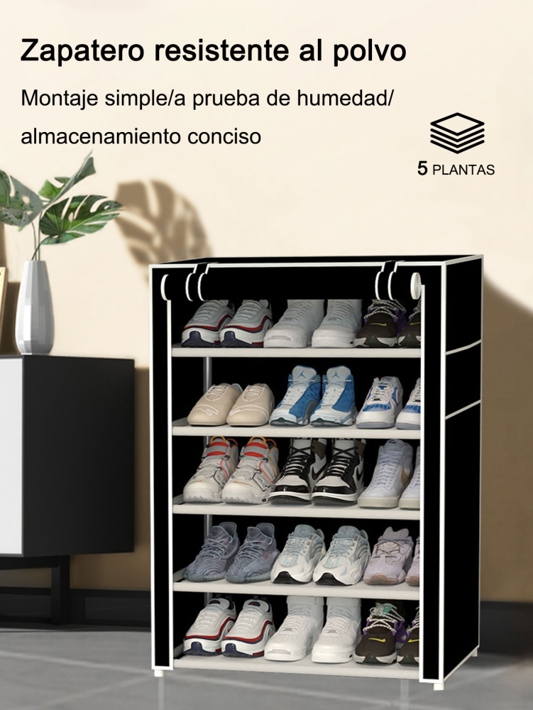 Zapatero de 5 niveles negro