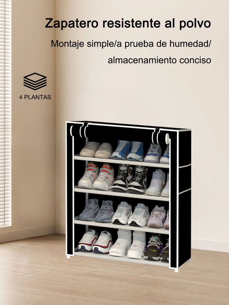 Zapatero de 4 niveles negro