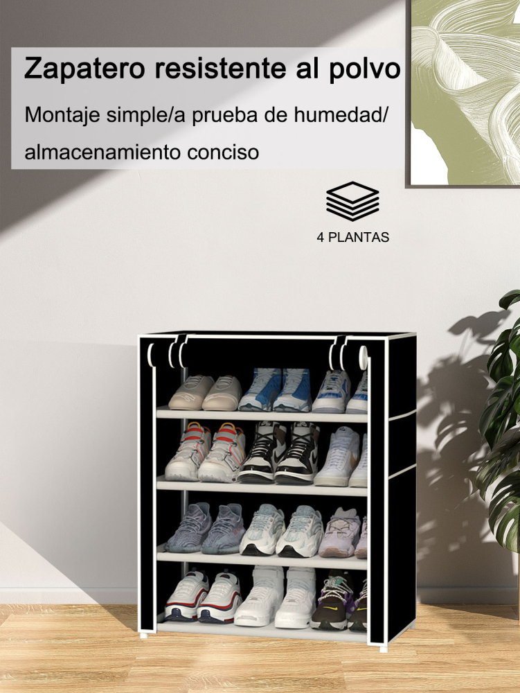 Zapatero de 4 niveles negro
