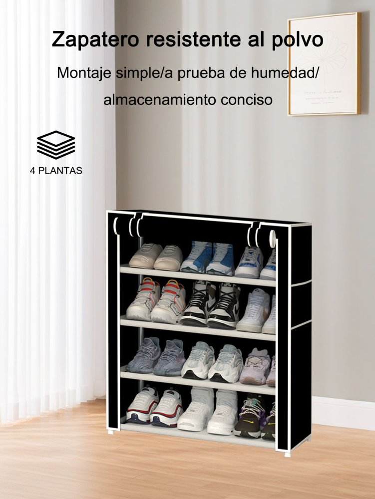 Zapatero de 4 niveles negro