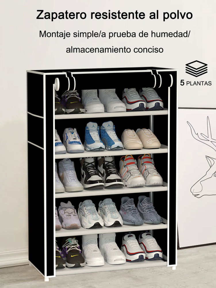 Zapatero de 5 niveles negro