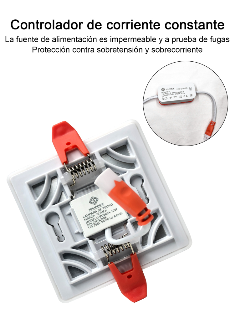 Plafón LEDsin borde,Lámpara empotrada LED, 10W1000Lm/18W1800Lm/24W2400Lm/36W 3600Lm,Bayoneta ajustable,Transformador incluido,3000k