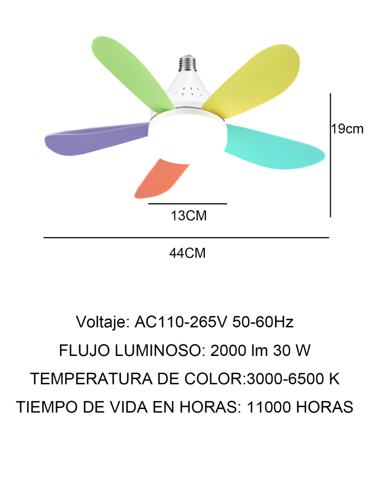 Bombilla de cinco hojas Lámpara de abanico Una hoja de color - dos colores