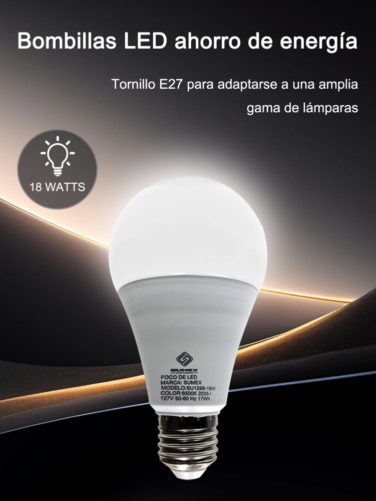 Piezas Foco Led Para Casa 18w Ahorradores Bombilla E27 Luz Blanco Frío