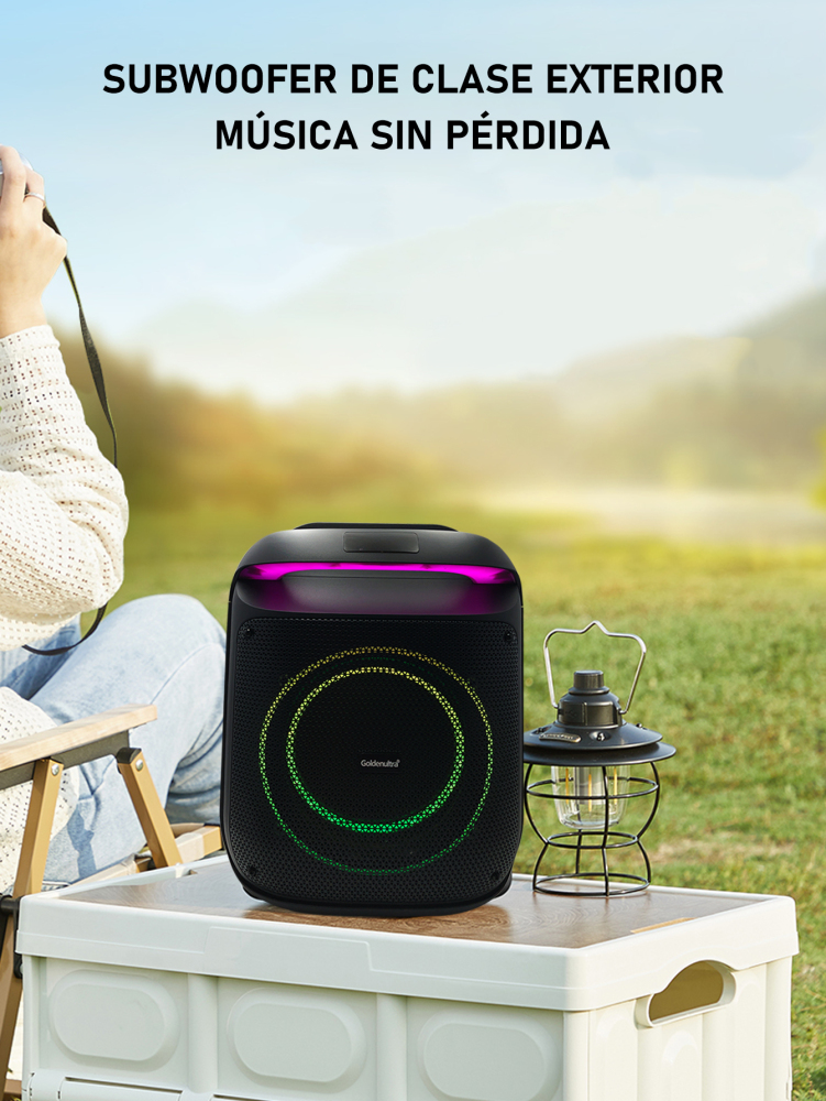 Bocina Inalámbrica Bluethoot | 8 Pulgadas | Luces RGB | Conexiones USB, Micro SD, 3.5 mm | Batería Amplia Duración | Conexión TWS | Mircrofono karaoke