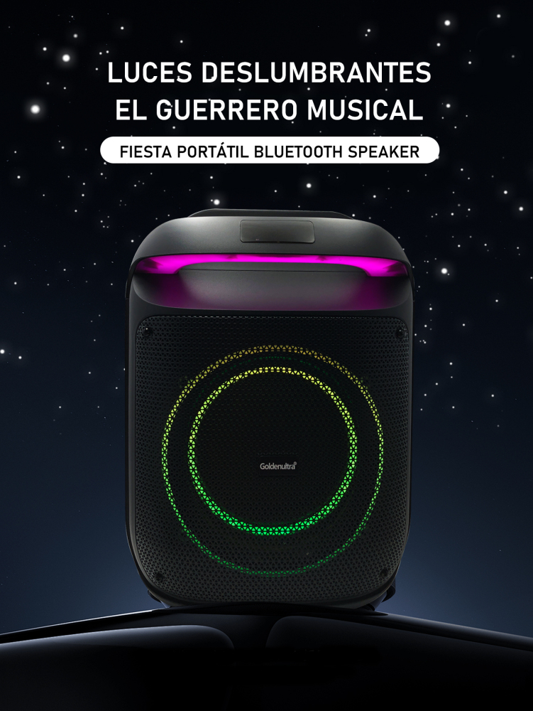 Bocina Inalámbrica Bluethoot | 8 Pulgadas | Luces RGB | Conexiones USB, Micro SD, 3.5 mm | Batería Amplia Duración | Conexión TWS | Mircrofono karaoke
