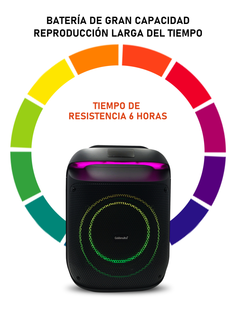 Bocina Inalámbrica Bluethoot | 8 Pulgadas | Luces RGB | Conexiones USB, Micro SD, 3.5 mm | Batería Amplia Duración | Conexión TWS | Mircrofono karaoke