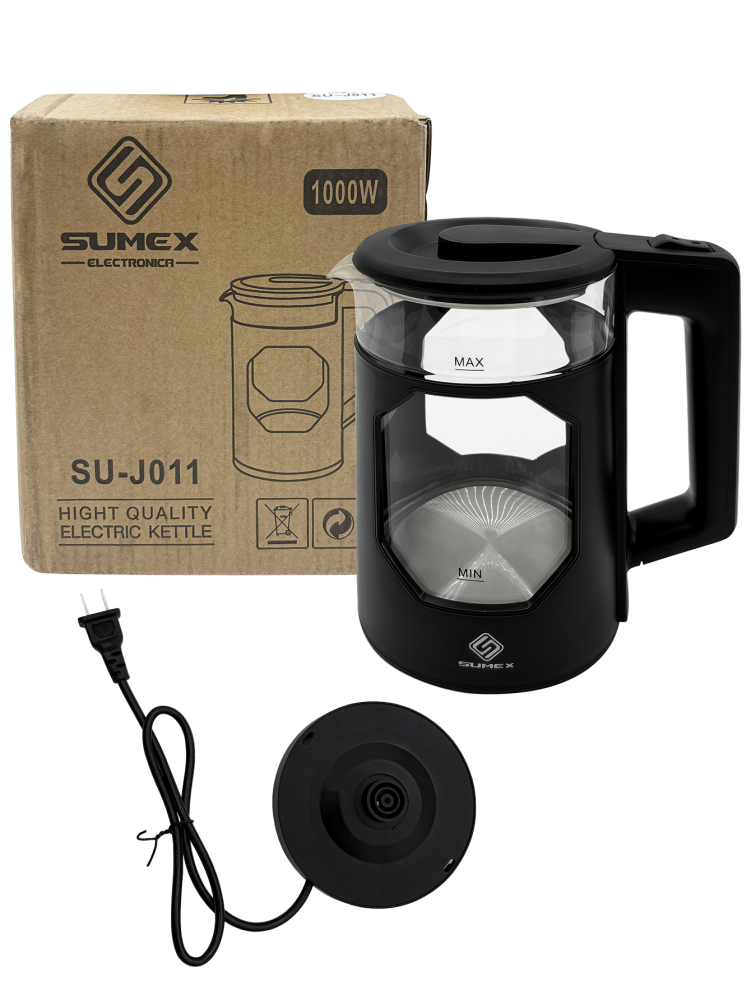 Tetera Eléctrica Hervidor jarra De Vidrio 2 Lt Acero Inox 1000W SU-J011