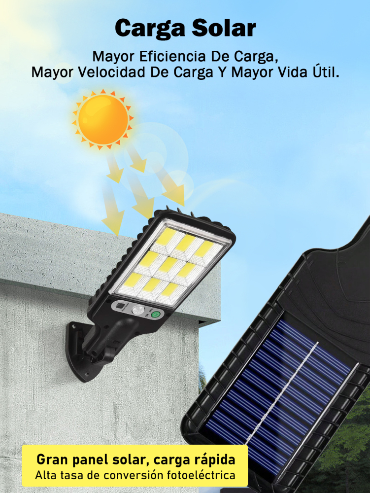 Lámpara Solar LED con Control Remoto - Lámpara de Calle Exterior