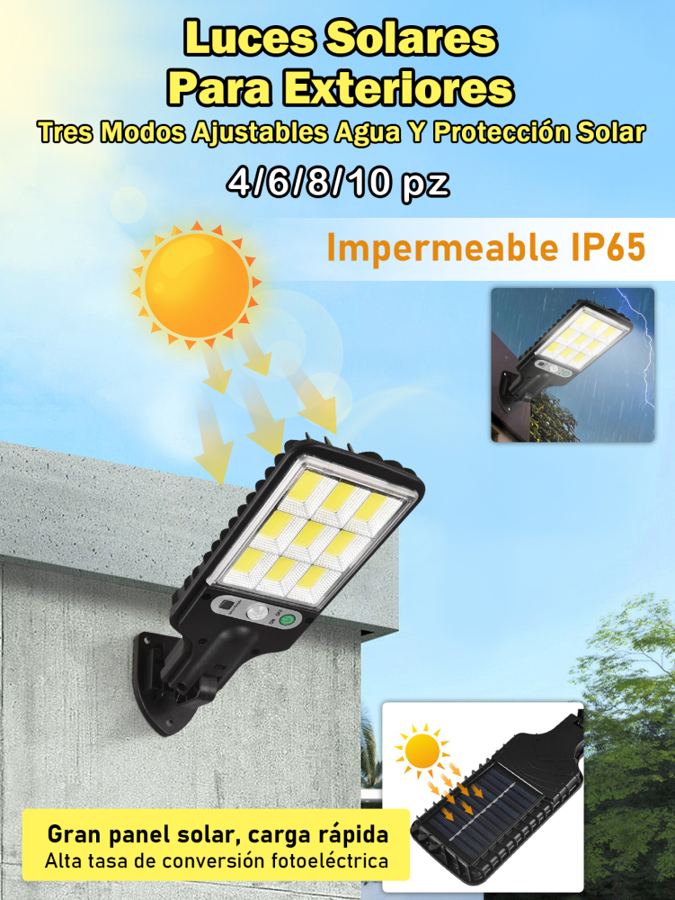 Lámpara Solar LED con Control Remoto - Lámpara de Calle Exterior