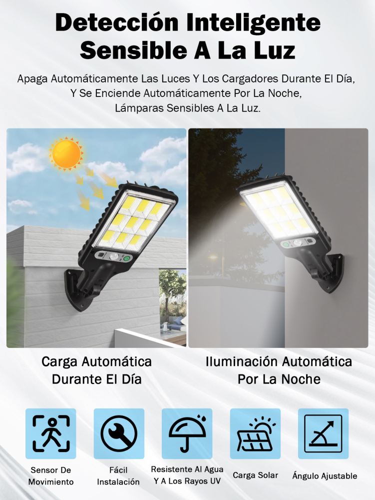 Lámpara Solar LED con Control Remoto - Lámpara de Calle Exterior
