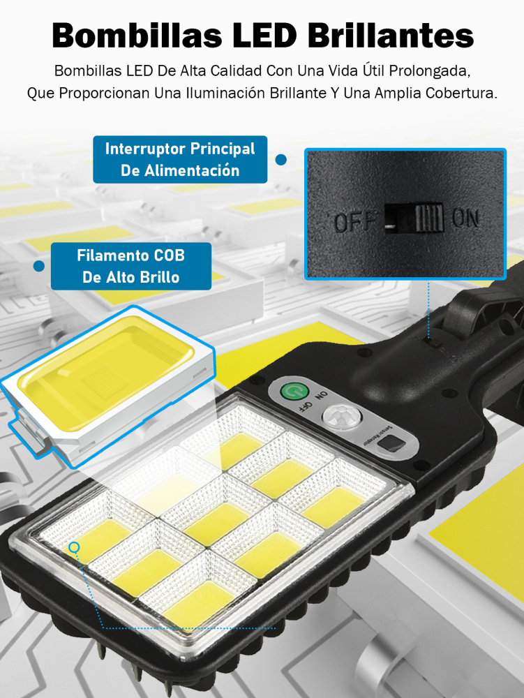 Lámpara Solar LED con Control Remoto - Lámpara de Calle Exterior