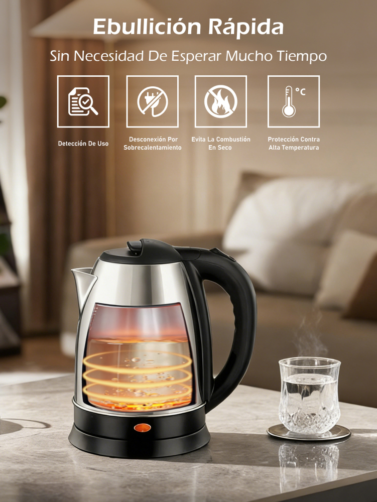 Hervidor Eléctrico de Acero Inoxidable 2.0L